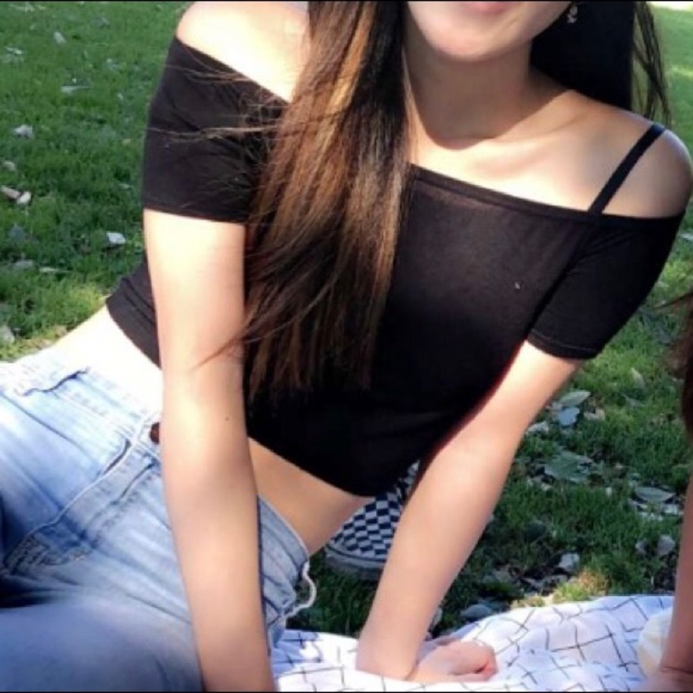Black Off The Shoulder Crop Top